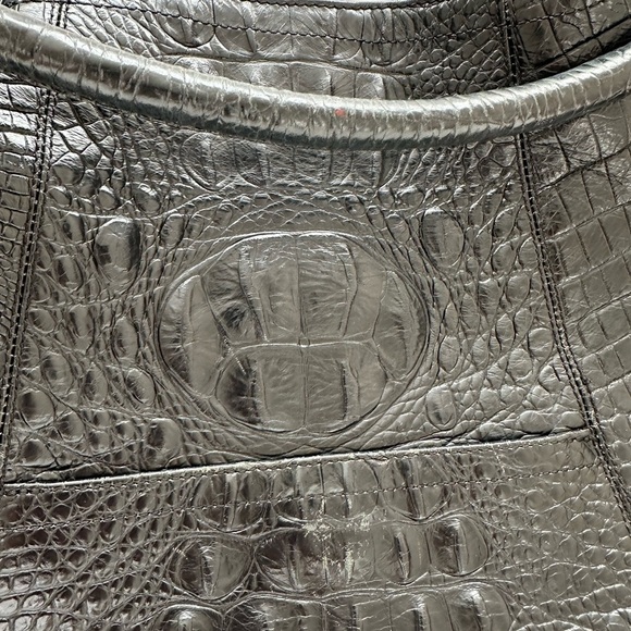 Brahmin Jacqueline Melbourne Hobo Tote Croc Embossed Black Leather Large Bag, - Picture 3 of 11